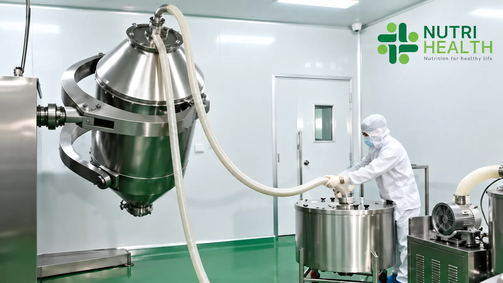 Thiết bị phối trộn bột tại nhà máy NutriHealth